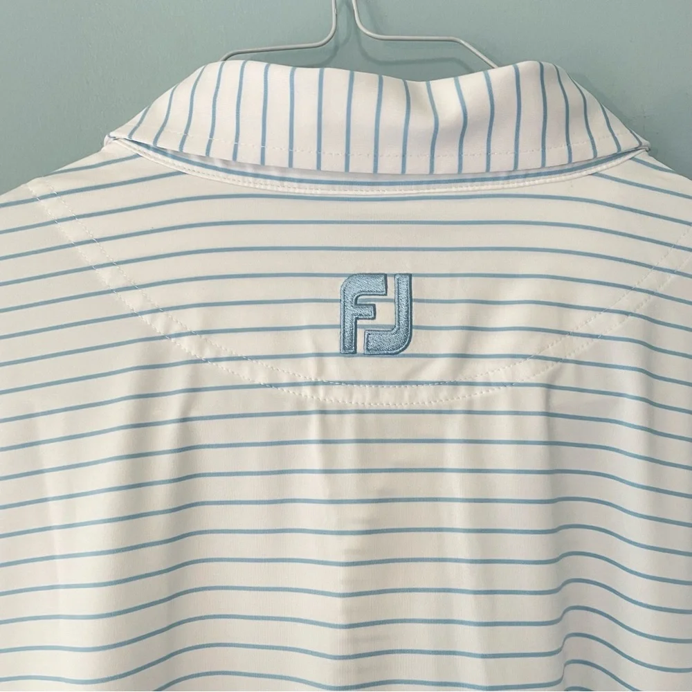 FOOTJOY ProDry Performance Classic Stripe Athletic Fit Polo White Blue 26236 - Picture 5 of 7